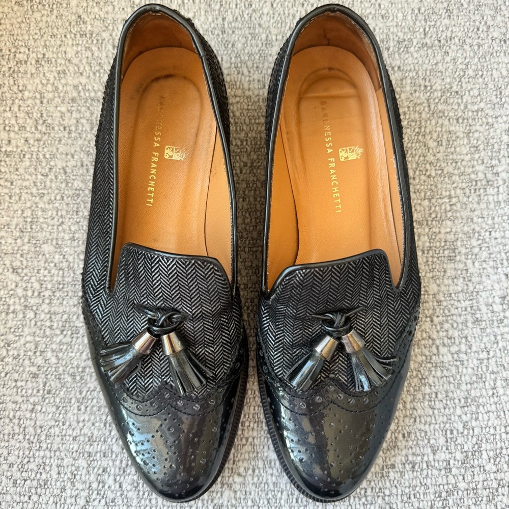 Bardnessa Franchetti Women’s Black Wingtip Brogue Tassel Loafers EU 36 (US 5.5) - Picture 7 of 15